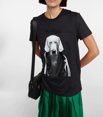 Shop Max Mara Dogstar Cotton Jersey T-shirt In Fondo Nero