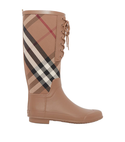 Shop Burberry Vintage Check Rain Boots In Brown