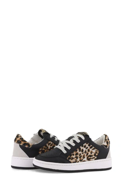 Vintage Havana Kids' Halee Low Top Sneaker In Black/ Leopard Multi