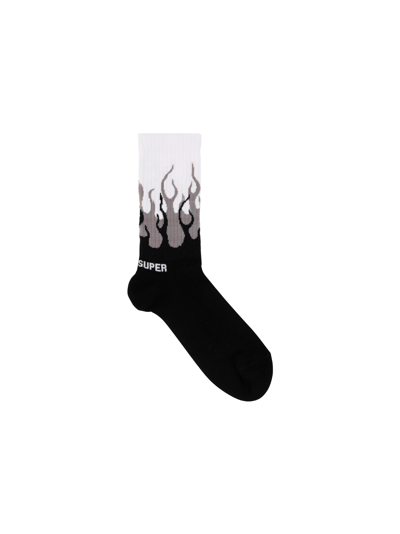 Shop Vision Of Super Double Flames Socks In Black