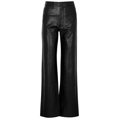 Rotate Birger Christensen Rotie Snake-effect Vegan Leather Straight-leg Pants In Black