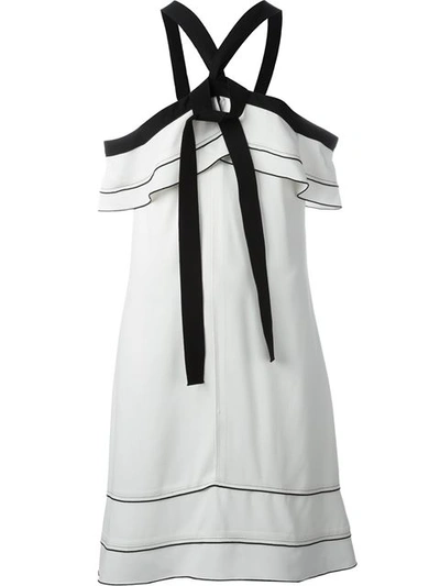 Proenza Schouler Off-the-shoulder Pussy-bow Crepe Mini Dress In Ivory