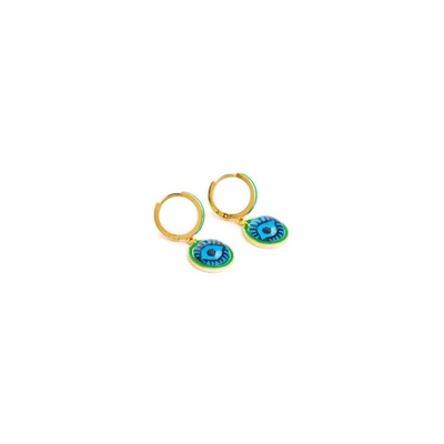 Shop Ileana Makri Eye Pendant Earrings In Green