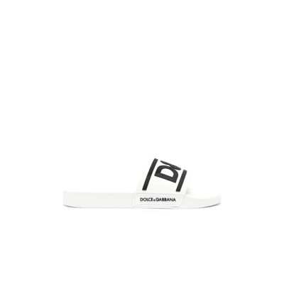 Dolce Gabbana Logo Open toe Slides In White ModeSens