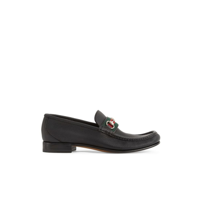 Shop Gucci Black Wislet Leather Loafers