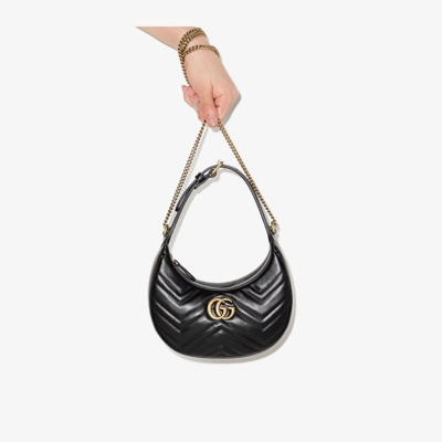 Shop Gucci Black Gg Marmont Leather Mini Bag