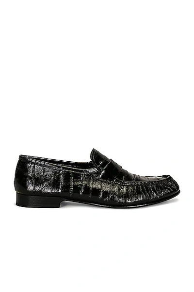 The Row Soft Eel Leather Loafers In Black
