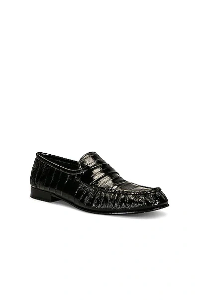 The Row Soft Eel Leather Loafers In Black