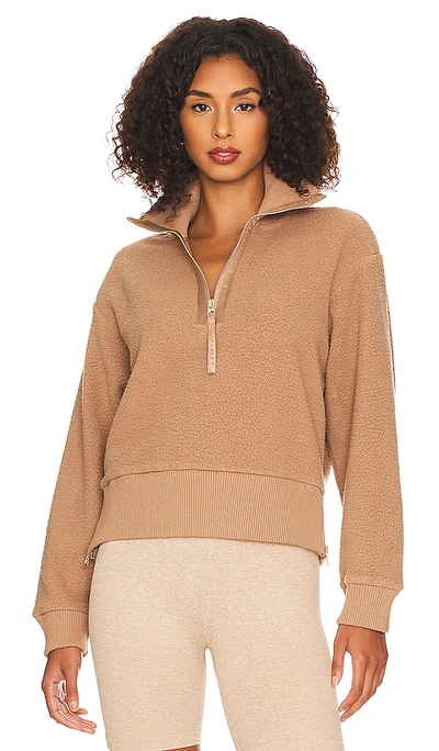 Shop Varley Roselle Half Zip Sweatshirt In Chanterelle