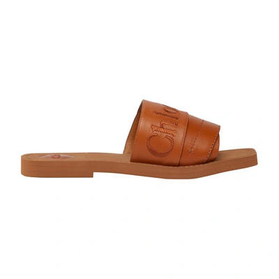 Shop Chloé Woody Slides In Caramello