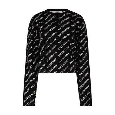 Shop Balenciaga Crewneck Sweater In Black White