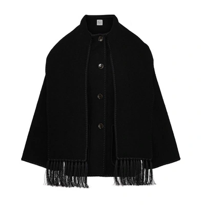 Shop Totême Emboidery Scarf Jacket In Black