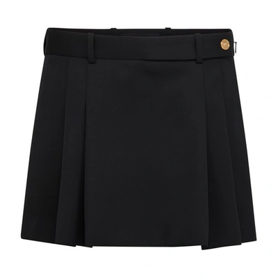 Shop Versace Pleated Mini Skirt In Black