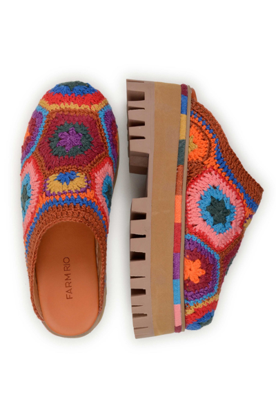 Farm Rio Caramel Colorful Crochet Platform Mule In Multi | ModeSens