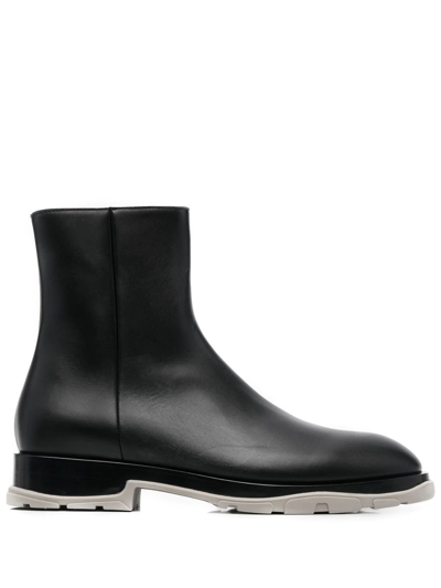 Shop Alexander Mcqueen Ankle-length Leather Boots In Black