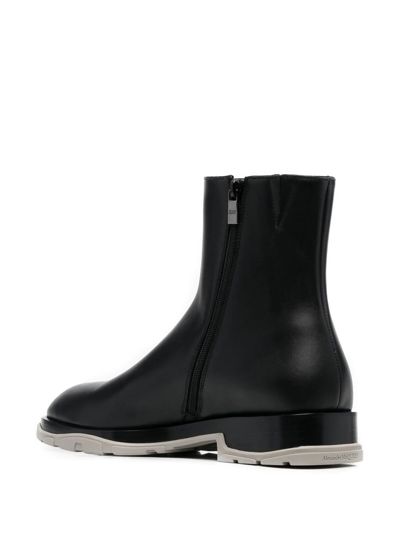 Shop Alexander Mcqueen Ankle-length Leather Boots In Black