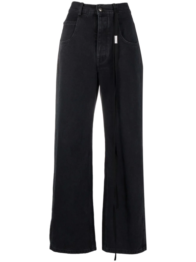 Shop Ann Demeulemeester High-rise Wide-leg Jeans In Black