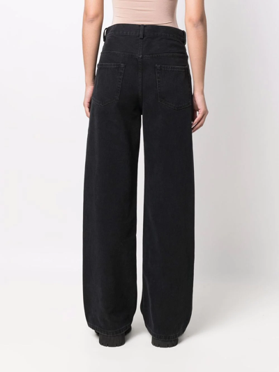 Shop Ann Demeulemeester High-rise Wide-leg Jeans In Black