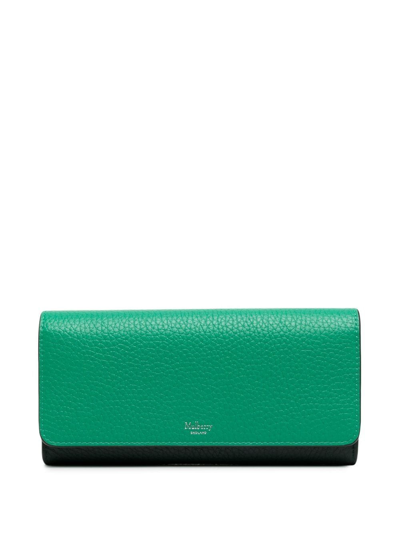 Shop Mulberry Continental Grained-leather Wallet In 绿色