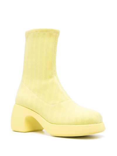 Shop Camper Ribbed-knit Ankle 70mm Boots In 黄色