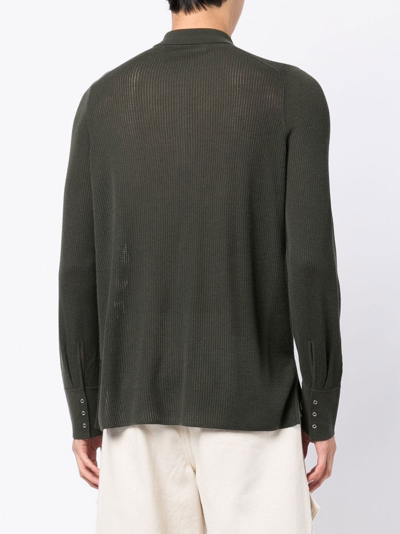 Shop Dion Lee Wool-blend Rib Pointelle Shirt In Green