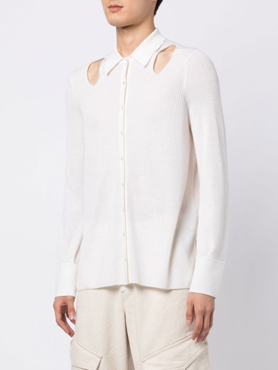Shop Dion Lee Wool-blend Rib Pointelle Shirt In White