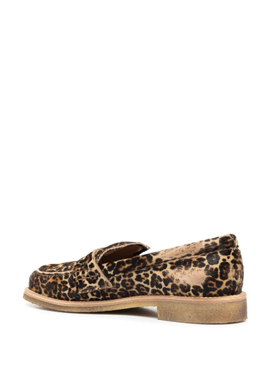 Shop Golden Goose Jerry Leopard-print Penny Loafers In Brown