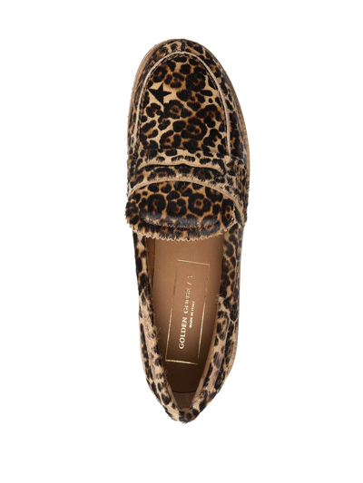 Shop Golden Goose Jerry Leopard-print Penny Loafers In Brown