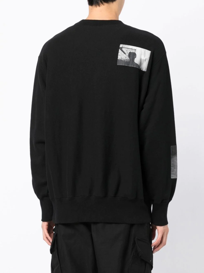 Shop Undercover X Psycho Appliqué Crew-neck Sweatshirt In Black