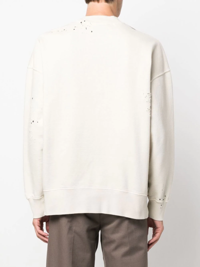 Palm Angels Logo-print Distressed-finish Sweatshirt In 中性色