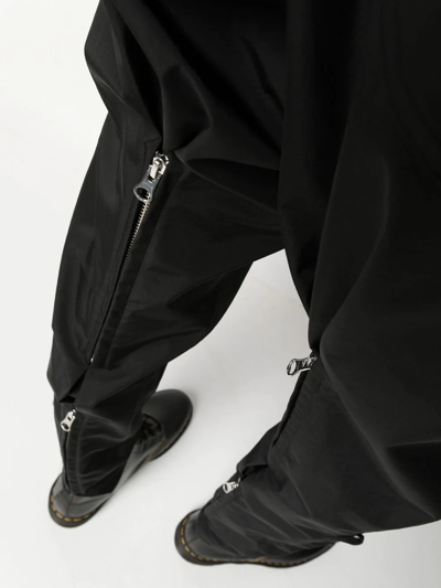 Shop The Power For The People Zip-detail Drop-crotch Trousers In Black