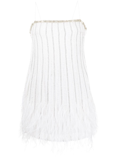 Shop Retroféte Rubina Sequin Feather Embellished Dress In White