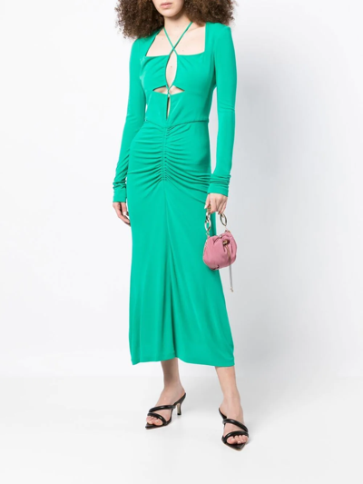 Shop Rebecca Vallance Ruched-detail Midi Dress In 绿色