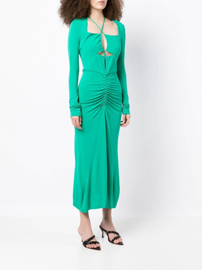 Shop Rebecca Vallance Ruched-detail Midi Dress In 绿色