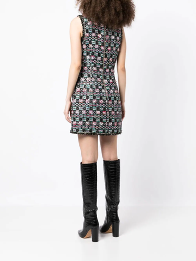 Shop Rebecca Vallance Sleeveless Checkerboard Tweed Dress In 黑色