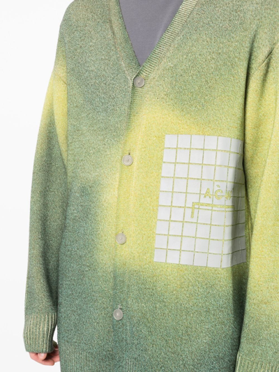 Shop A-cold-wall* Logo-print Gradient Cardigan In 绿色