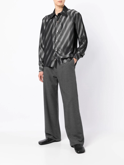 Shop Sulvam Asymmetric Diagonal-stripe Shirt In Black