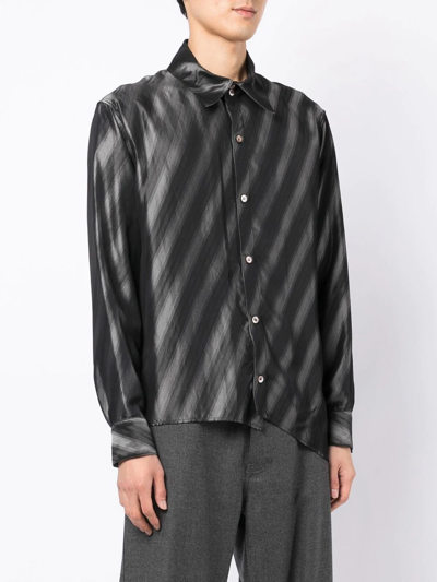 Shop Sulvam Asymmetric Diagonal-stripe Shirt In Black