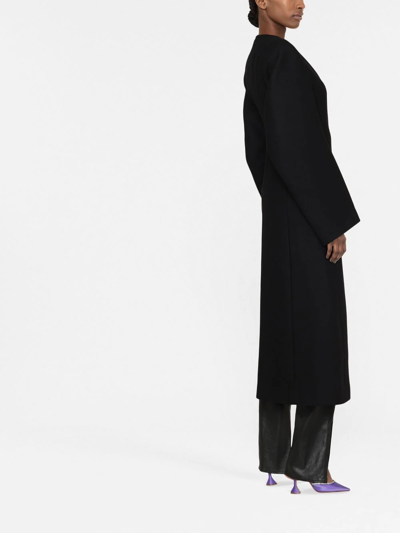 Attico Dallas Double Wool Blend Long Coat In 黑色
