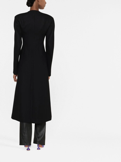 Shop Attico V-neck Long Coat In 黑色