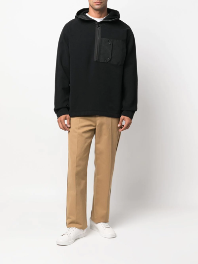 Ten C Pocket-detail Half-zip Hoodie In 黑色