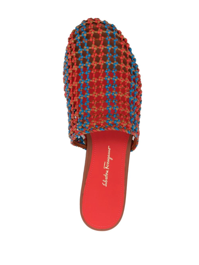 Ferragamo Ellas Mesh Flat Sandals In 橘色