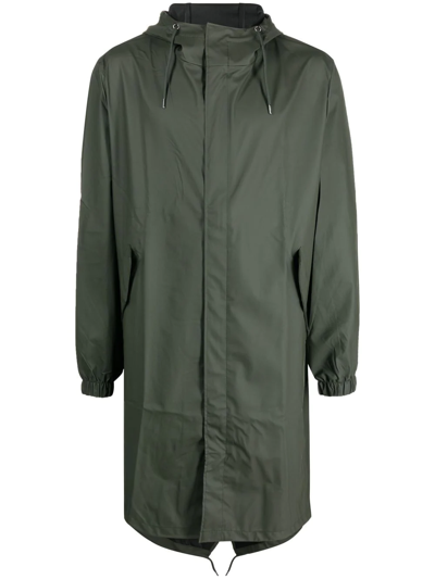 Shop Rains Drawstring Hooded Raincoat In 绿色