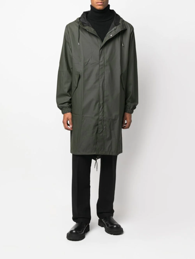 Shop Rains Drawstring Hooded Raincoat In 绿色