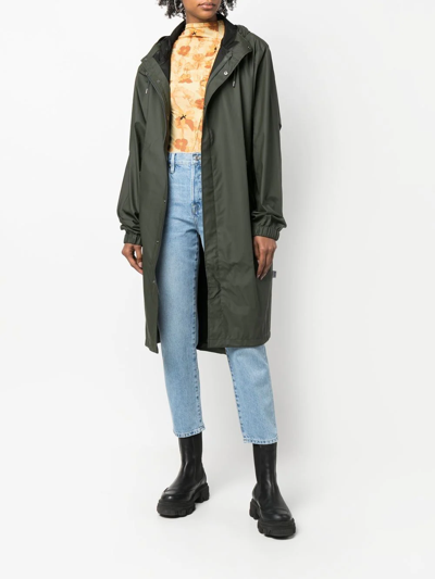 Shop Rains Drawstring Hooded Raincoat In 绿色