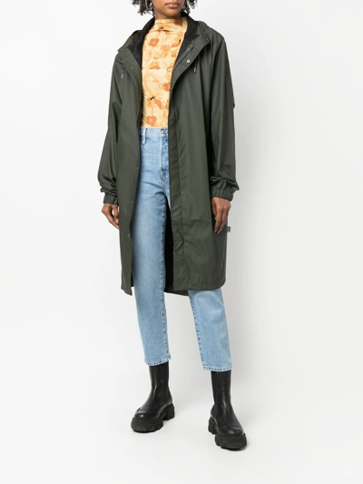 Rains Drawstring Hooded Raincoat In 绿色