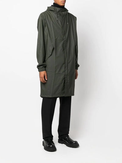 Rains Drawstring Hooded Raincoat In 绿色
