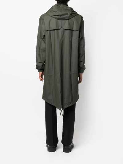 Shop Rains Drawstring Hooded Raincoat In 绿色