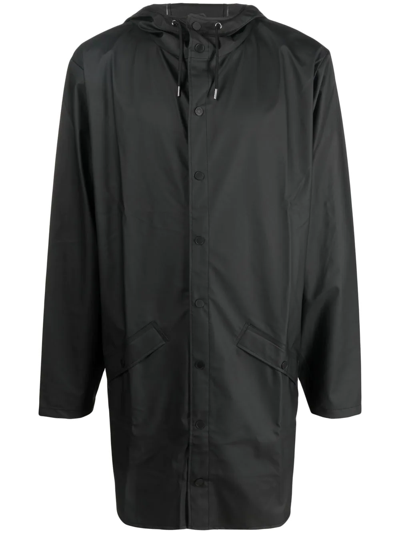 Rains Drawstring Hood Raincoat In 黑色