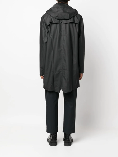 Shop Rains Drawstring Hood Raincoat In 黑色